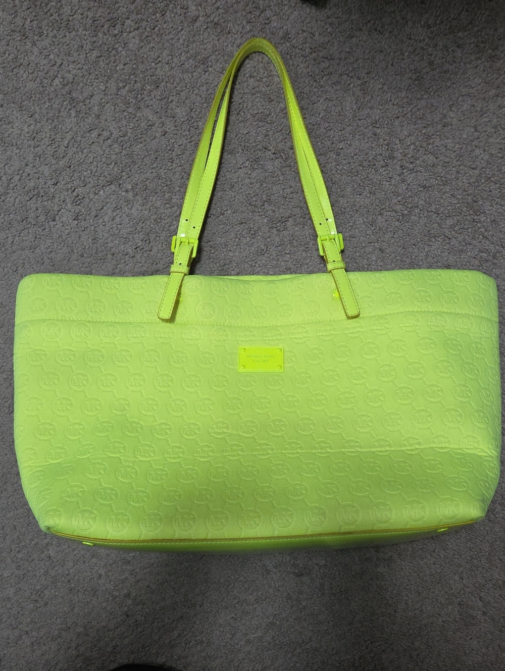 Neon Lime Neoprene Michael Kors Tote Bag